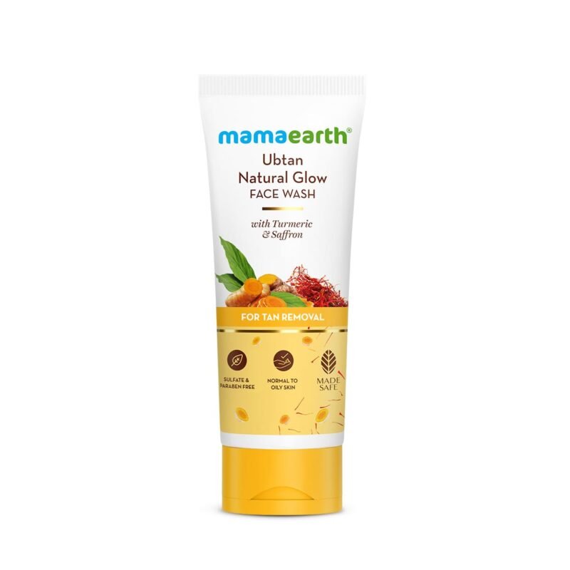 Mamaearth Ubtan Natural Glow Face Wash with Turmeric & Saffron for Tan Removal – 200 ml